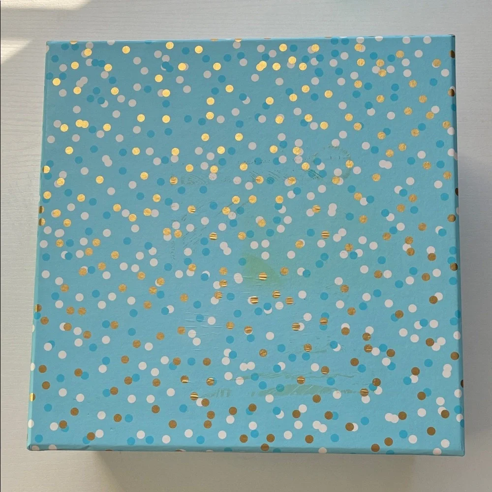 Clementine Blue and Gold White Polka Dot Party Gift Box With 4 Mini Boxes